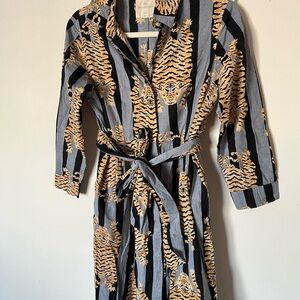 Guadalupe Tiger Print Button-Up maxi dress